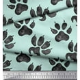 thumbnail image 2 of Soimoi Green Cotton Poplin Fabric Lion Stencil Foot Animal Printed Fabric 1 Yard 56 Inch Wide, 2 of 3
