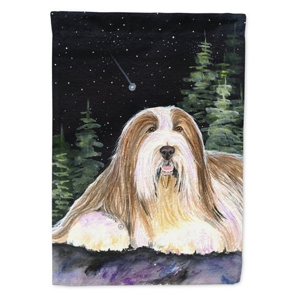 Carolines Treasures SS8529-FLAG-PARENT Starry Night Bearded Collie Flag  multicolor