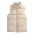 thumbnail image 3 of iOPQO Puffer Vest Women Puffer Jacket Womens Parkas for Women Winter Outfits for Women Warm Coats for Women Warm Clothes for Women Womens Puffer Jacket Beige L, 3 of 4