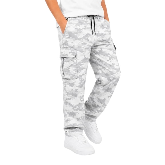 CONZONE Little Boys Cargo Pants Straight Leg Outdoor Hiking Baggy Pants for Boys Drawstring Fall Trousers with Pockets