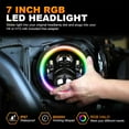 thumbnail image 3 of 7 Inch LED Headlight RGB Multi-Color Angel Eye Ring Light Compatible with Jeep Wrangler TJ, 3 of 15