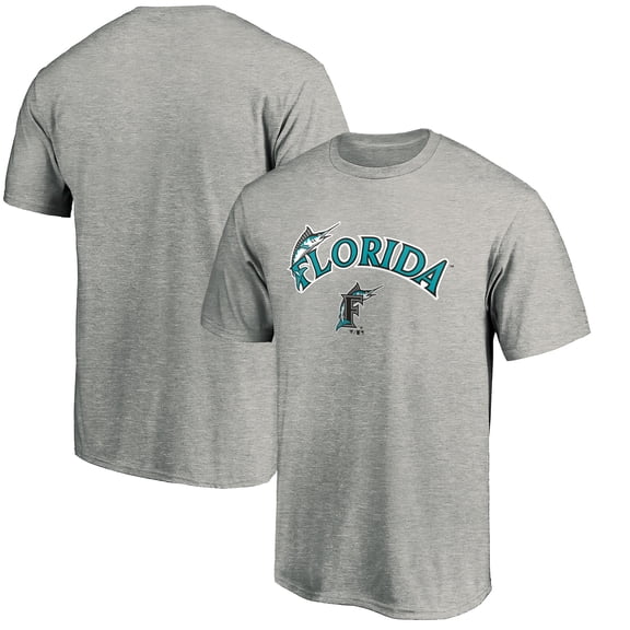 Men's Heather Gray Florida Marlins Cooperstown Collection Team Wahconah T-Shirt