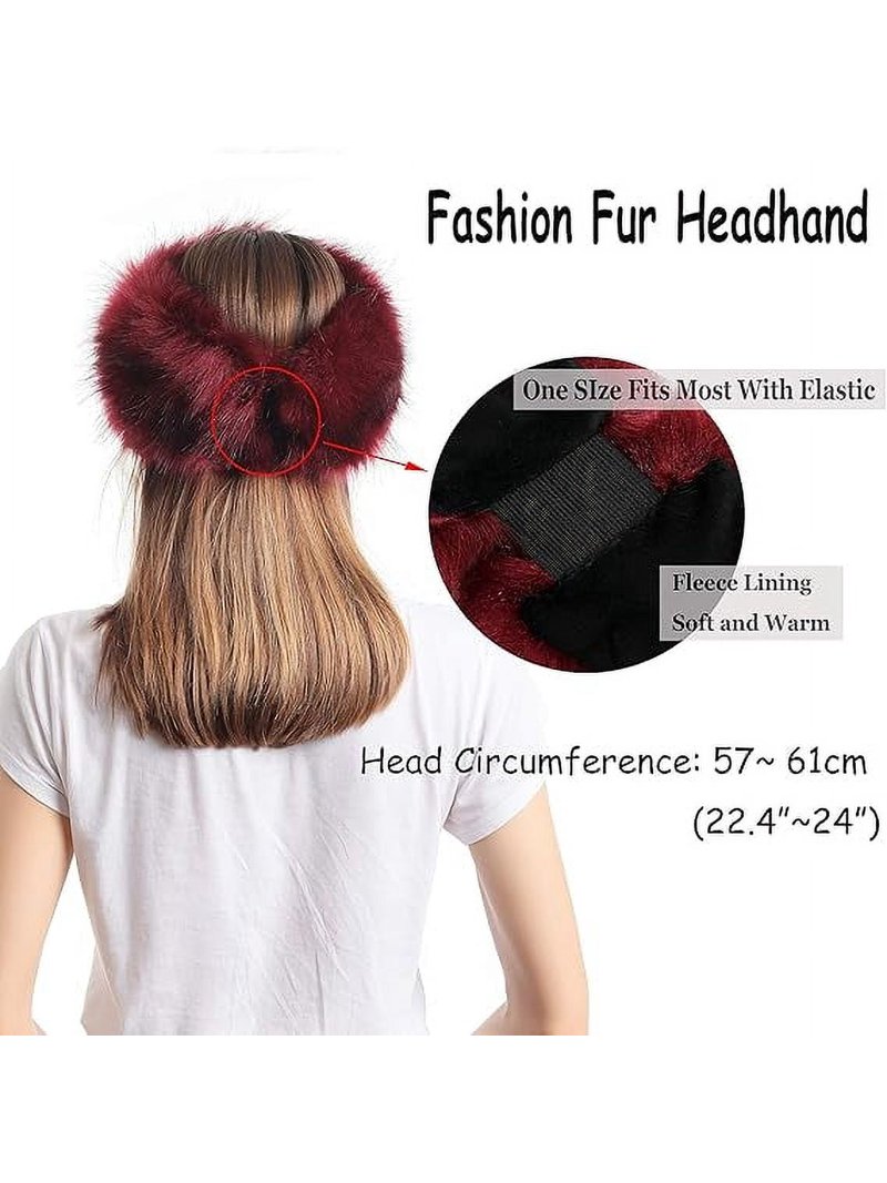 Faux Fur Headband with Elastic for Women display picture 3