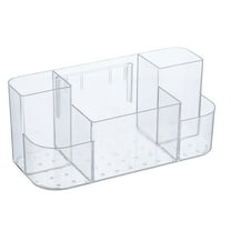 Wall Mounted Makeup Organizer, Transparent Cosmetic Storage Box with Drainage Holes and Multiple Compartments for Lipstick, Brushes, Beauty Products, Easy Install No Drilling for Bathroom Vanity