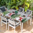 thumbnail image 2 of Grey Snowman Christmas Table Cloths for 6 Foot Rectangle Tables, Xmas Tree Snowflake Winter Birds Patio Waterproof Elastic Fitted Tablecloths, Washable Rectangular Table Cover for Camping, 2 of 8