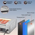 thumbnail image 1 of VEVOR Rodillo para perritos calientes, 18 capacidad para perritos calientes, 7 rodillos, máquina calentadora de acero inoxidable de 1050 W con control de temperatura dual, 1 of 9