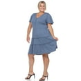 thumbnail image 2 of White Mark Robe à Manches Courtes Col en V pour Femmes Grande Taille, 2 of 6
