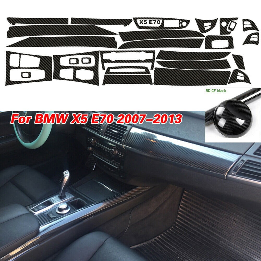For BMW X5 2007-2013 Interior Glossy Vinyl 5D Carbon Fiber Wrap Trim & Tool Kit