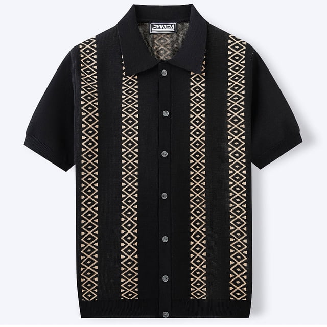 Blusa y camisa de cuello vuelto de manga corta Camisa de punto de moda para hombre de manga corta Cárdigan informal con botones para hombre Top/camisa de solapa de manga corta Tops para hombre