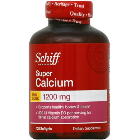 Calcium Carbonate Water - 3 Pack - Schiff Super Calcium Carbonate 1200 mg with Vitamin D3 800 IU, Calcium Supplement, 120 ct?