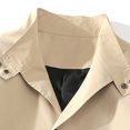 thumbnail image 4 of hopeusnice Men's Long Jacket Solid Color Long Sleeve Turn-Down Collar Button Up Windbreaker with Hood Winter Warm Outwear Overcoat Khaki XL, 4 of 7