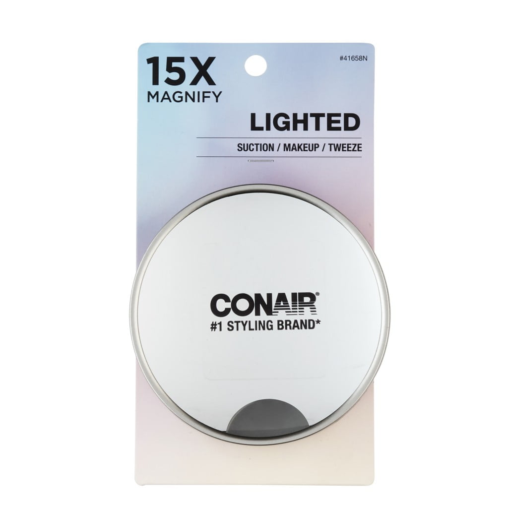 Conair Lighted Suction Cup 15x Magnification Mirror, LED Makeup