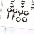thumbnail image 2 of GENEMA 6Pieces Stainless Steel Huggie Hoop Dangle Earrings Feather Drop Earring for Men, 2 of 13