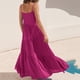 thumbnail image 4 of Vestido largo con tirantes finos para mujer - Pareo estampado para la playa - Vestido camisero holgado de poliéster - Ropa informal de verano, 4 of 6