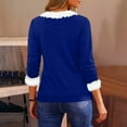 thumbnail image 5 of Christmas Fuzzy Fleece Pullover Tops, V Neck Long Sleeve Sweater Tops, Fall Trendy Blouses, 5 of 7