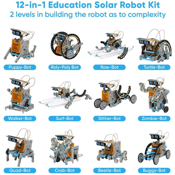 Robot Jouet Solaire Éducatif 190 Pièces Diy, Kit de Construction