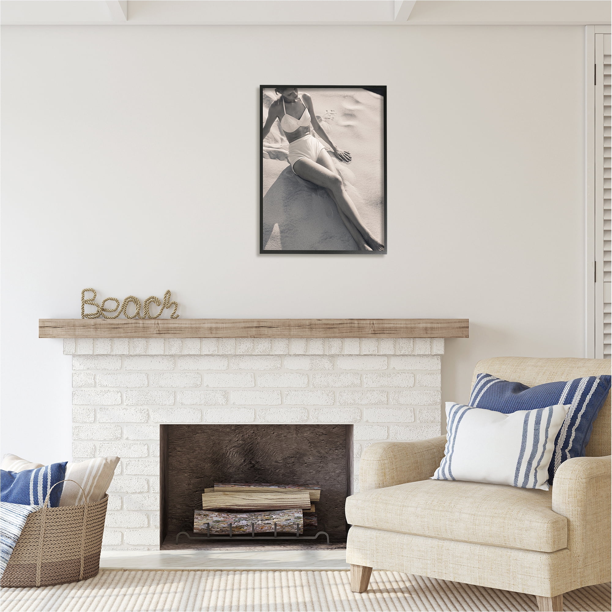 Stupell Industries Beach Fashion Photography Nature Photography Black Framed Art Print Wall Art, 24 x 30