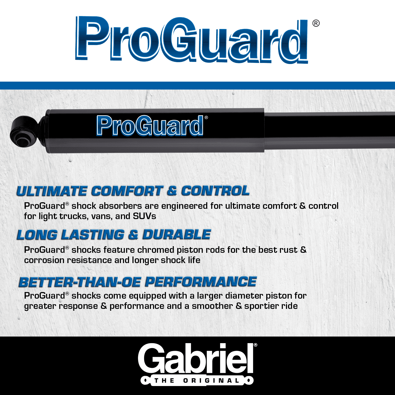 Gabriel 61593 ProGuard Front Shock Absorbers Fits Honda Passport; Isuzu Amigo, Axiom, Rodeo, Rodeo Sport, Trooper 4WD; Mazda B2000 B2200 B2600 RWD models, Mitsubishi Van; Nissan Pathfinder (1 pack)