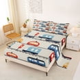 thumbnail image 2 of Castle Fairy Flat Train Pattern Bed Sheets 4pcs for Kids, City Rail Art King Sheets for Bedroom, Red Blue, 2 of 6
