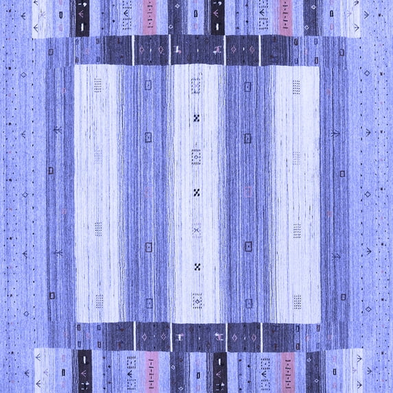 Ahgly Company Indoor Square Abstract Blue Contemporary Area Rugs, 7' Square