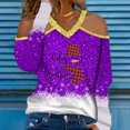 thumbnail image 2 of Camisas Navideñas Para Mujer, Camisetas de Manga Larga Con Cuello en V, Bloque de Color, Estampado de Muñeco de Nieve Sin Tirantes, Blusa Erógena Con Cuello Halter Odeerbi  ODB202871, 2 of 4