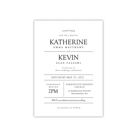 Personalized Wedding Deluxe 5 x 7 Invite - Modern Simplicity