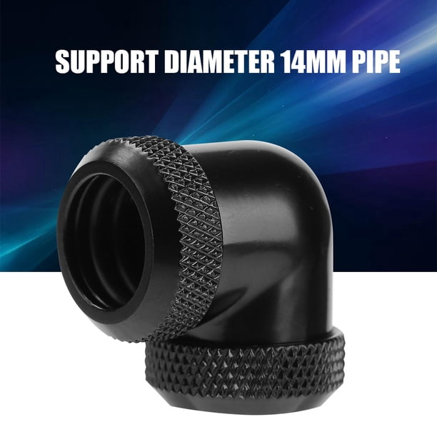 Conector de Tubo, PC Fitting de Refrigeración por Agua, Conector de Agua de Enfriamiento Líquido para PC, Accesorios de Refrigeración por Agua, Tubo Doble Giro Rápido 90° Codo(Negro) EOTVIA No