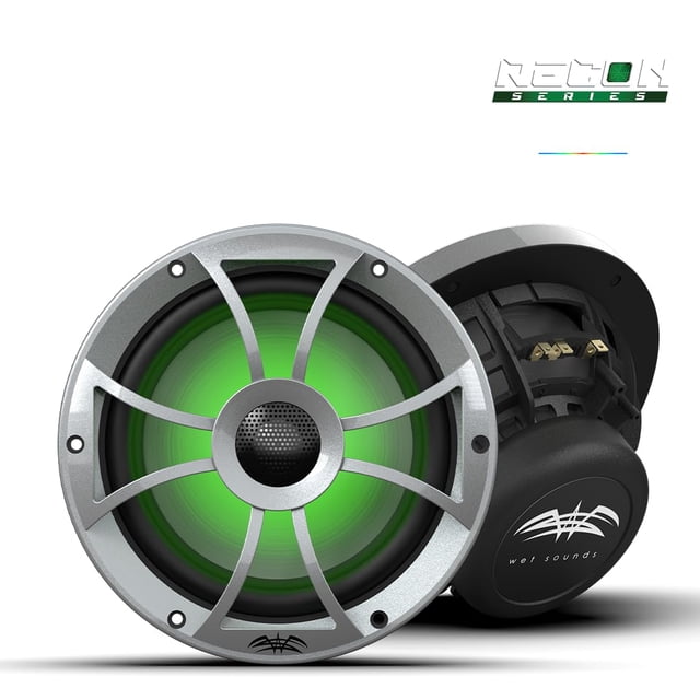 Sons Humides / Recon 8-S RGB / Haut-Parleurs Coaxials Marins 8 Pouces avec Grille Argentée et Rétroéclairage RGB