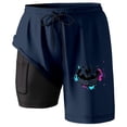 thumbnail image 3 of Athletic Shorts Men Compresssion Liner Inseam Board Shorts Bathing Suit with Pockets Dark Blue M, 3 of 4