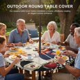 thumbnail image 3 of Round Outdoor Tablecloth with Umbrella Hole and Zipper, Kitchen Chef Tablecloth with Elastic Waterproof, Vintage Cheese Wine Coking Black Checked Patio Table Covers for 31" - 35" Picnic Pool Tables, 3 of 9