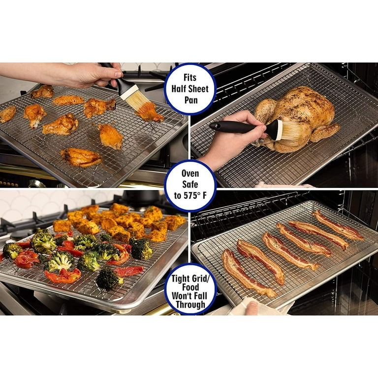 Mlfire Baking Sheets and Racks Set Stainless Steel Baking Sheet Chef Baking  Sheet with Wire Rack Set for Oven and Dishwasher Non Toxic Heavy Duty Easy