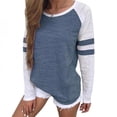 thumbnail image 4 of [BRAND PROMOTION!]Women Striped Splice T-shirt Color Block Top Tee Crew Neck Long Sleeve Autumn Spring Pullover Sweatshirt Causal Blouses, 4 of 5