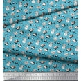 thumbnail image 3 of Soimoi Blue Cotton Voile Fabric Snowman & Penguin Cartoon Printed Fabric 1 Yard 42 Inch Wide, 3 of 3