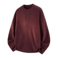 thumbnail image 1 of Lovzfmll Couche de Base Thermique pour Homme, Couleur Unie, Col Ras du Cou, Trois Boutons, Manches Longues, Couche Intérieure Thermique Décontractée pour la Chaleur, Rouge, 4TG, 1 of 5