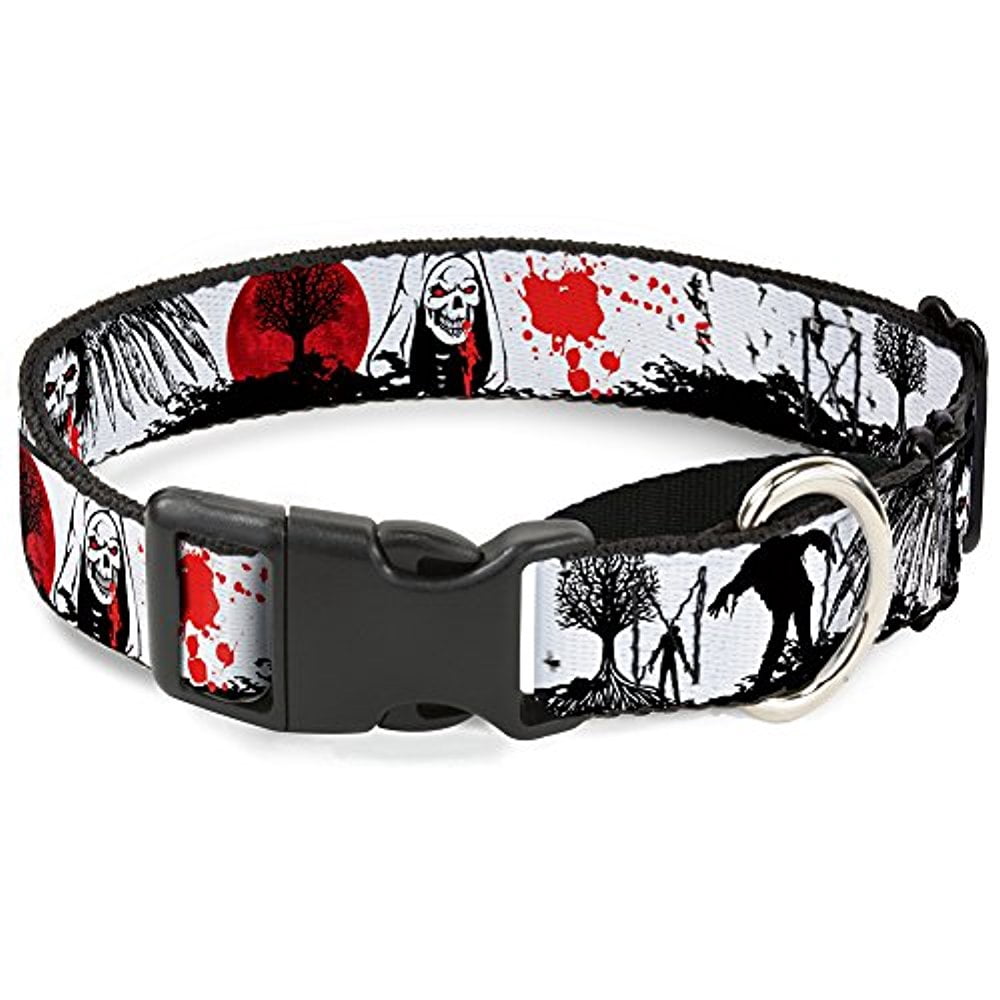 buckle-down fright night white black red martingale dog collar