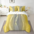 thumbnail image 2 of Gradient Yellow and Grey 7 Piece Comforter Set Full Bed in a Bag,Silver Foil Print Wave Striped Bedding Sets Abstract Ombre Art Sheet Set with Comforter, 2 of 5