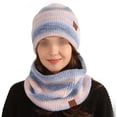 thumbnail image 3 of Conjunto de bufanda y sombrero de punto grueso grande y cálido, colorido, a la moda de invierno para mujer, conjunto de dos piezas de felpa y que cambia de Color, 3 of 5