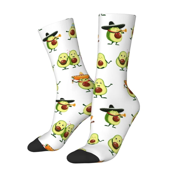 Logiee Kawaii Mexican Avocado Print Adult Socks for Men & Women,Calf Socks, Ankle Socks,Boots Socks,Breathable Casual Sock,Unisex Crew Socks