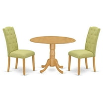 East West Furniture Dublin 3-piece Wood Dining Set in Oak/Lime Green