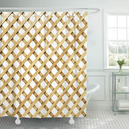 Wood Grained Cross - KSADK Beige Wood Wooden Lattice Brown Fence Wall Cross Panel Abstract Board Grain Shower Curtain Bathroom Curtain 66x72 inch