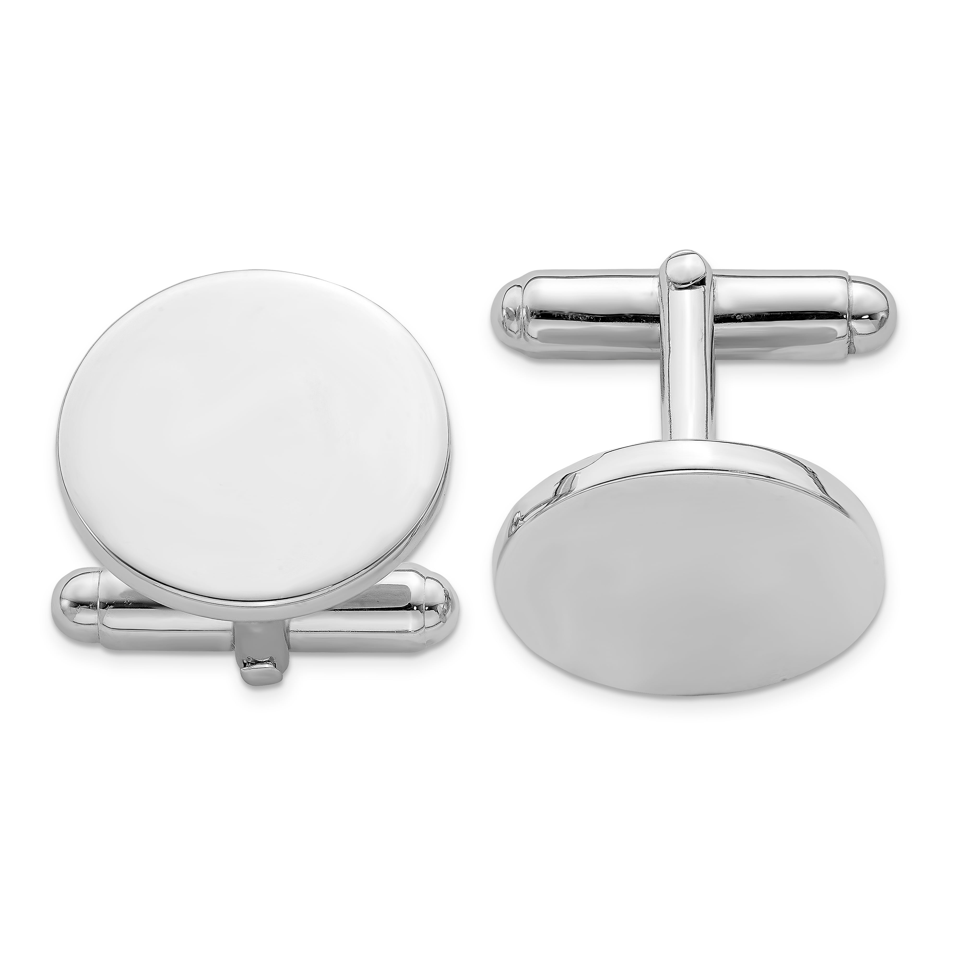 STERLING SILVER OVAL CUFFLINKS TOP QUALITY ENGLISH SILVER CUFFLINKS 2MM THICK 