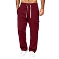 thumbnail image 2 of Homenesgenics Big and Tall Cargo Pants Men 2026 Casual Pockets Elastic Waist Sweatpants Work Trousers Wine XXXL, 2 of 7