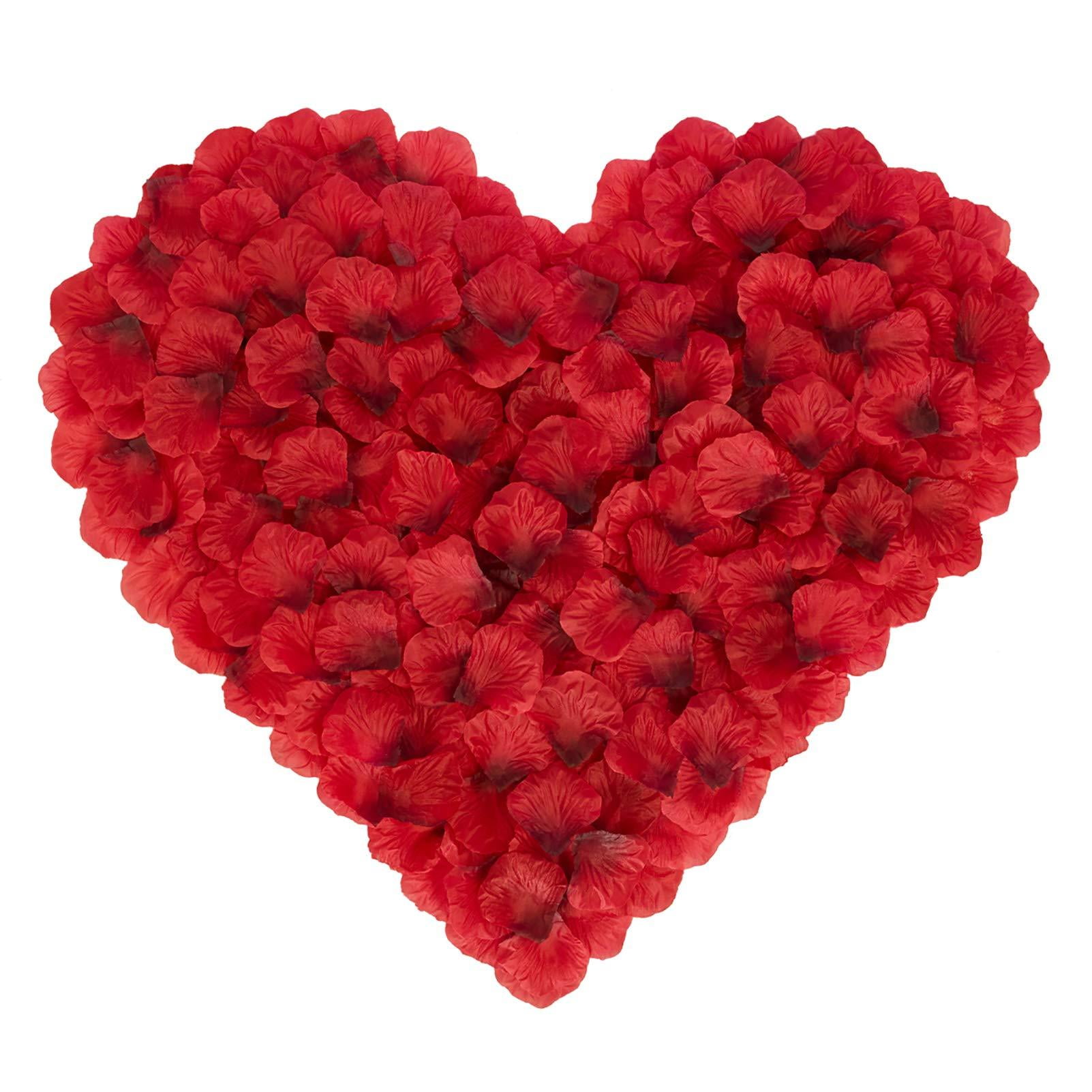 BESKIT 3000 Pieces Dark Red Rose Petals Artificial Flower Silk Petals for Val... 