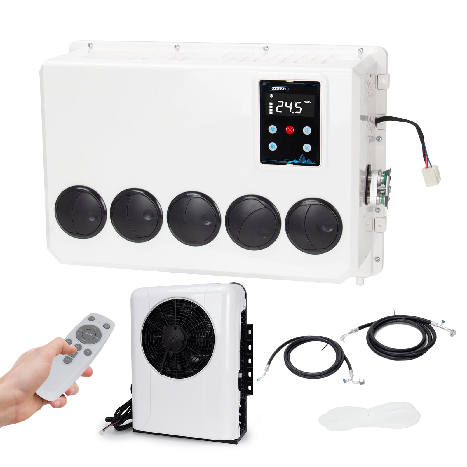 12V 12000 BTU Split RV Air Conditioner, Energy-Saving Cooling for Semi Trucks Buses Caravans with Remote Control