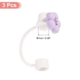 thumbnail image 2 of 3 piezas de tapa de silicona con flor morada para vaso con popote, puntas de popote reutilizables a prueba de polvo de 10 mm/0.4 in., 2 of 6