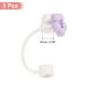 thumbnail image 2 of 3 piezas de tapa de silicona con flor morada para vaso con popote, puntas de popote reutilizables a prueba de polvo de 10 mm/0.4 in., 2 of 6