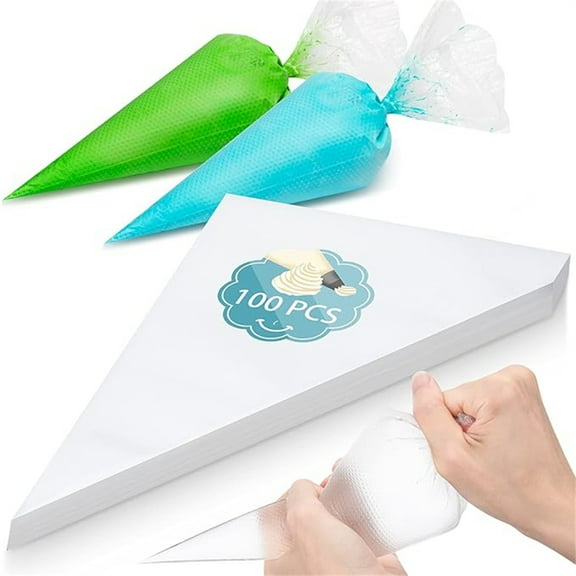 100pcs Thick Disposable Icing Piping Bags, Professional Pastry Bags 12inch, Heavy Duty Anti Burst Cake Tipless Piping Bags for Chocolate Royal Cupcake Cream Frosting Cookie D rating Baking Supplies