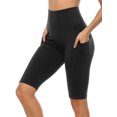 thumbnail image 7 of Attraco Women's Yoga Shorts Fitness Solid Cycling Pants High Waist Sports Shorts Above the Knee, 7 of 7