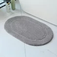 thumbnail image 3 of 2 Piece Bath Mat Set - Light Silver Oval Solid Bordered Bathroom Mat Soft Plush Thick, 3 of 4