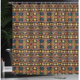 thumbnail image 3 of Ambesonne Ethnic Shower Curtain, Tribal Chevrons Squares Art, 69"Wx70"L, Earth Yellow Indigo Teal, 3 of 4